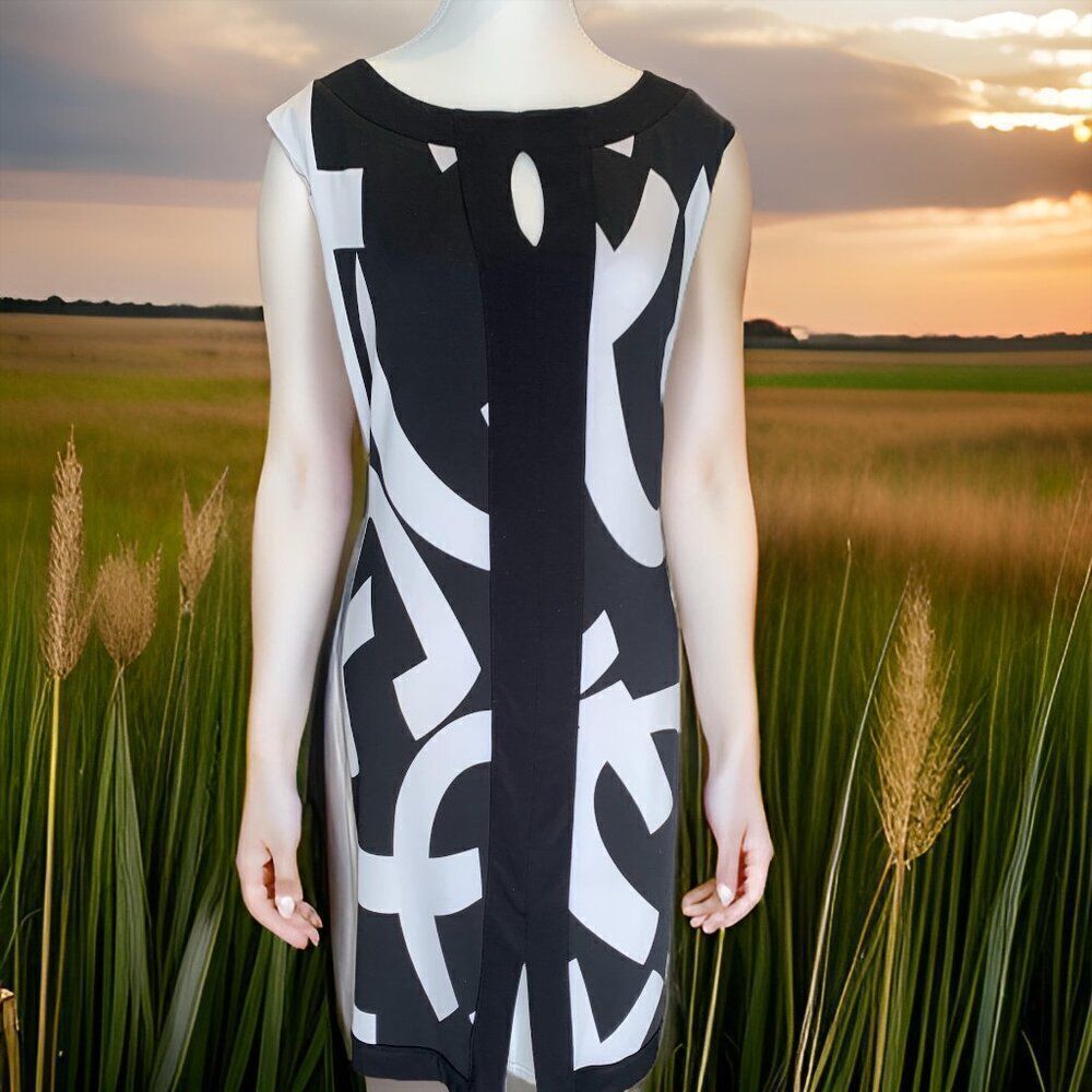 Dress, Joseph Ribkoff, EUC, jersey knit, Sz 12, sleeveless sheath, lined